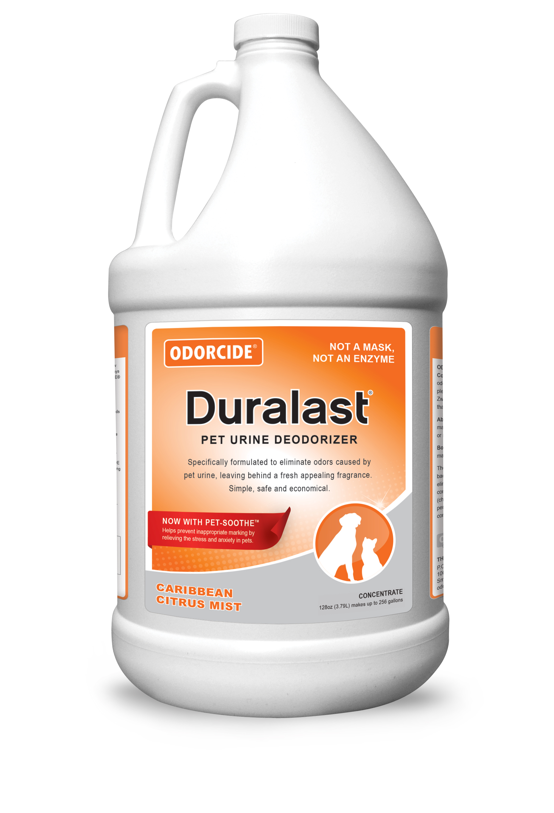 (image for) Odorcide Duralast, Pet Urine Deodorizer, Caribbean Citrus Mist, Case of 4 x 1gal Bottles